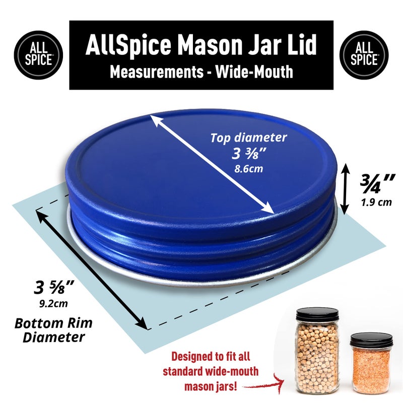 AllSpice Rust-Proof Wide Mouth Aluminum Metal Mason Jar Lids Leak-Proof 12-Pack (Blue) - Image 3